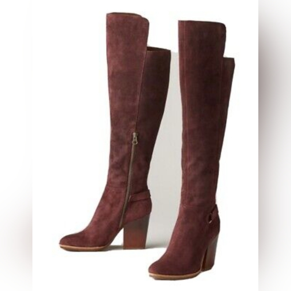 NEW Kork Ease Women's Red-Brown Chunky Heel Knee High Over Knee Boots - Size 6.5